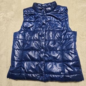 Vintage Converse One Star Shiny Navy Blue Quilted Womens Puffer Vest Size XL